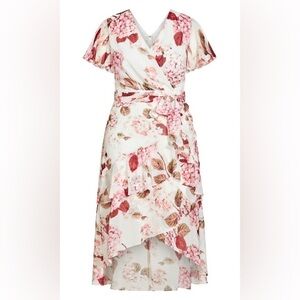 CITY CHIC Ivory Flirty Tier Floral Print Tea Party Long Maxi Dress size L